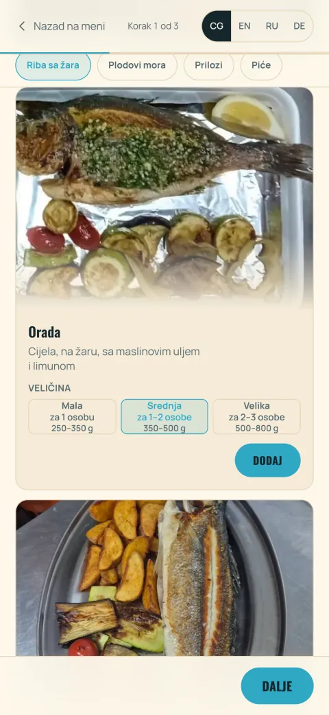 FishHouse Take&Go na telefonu: jelovnik